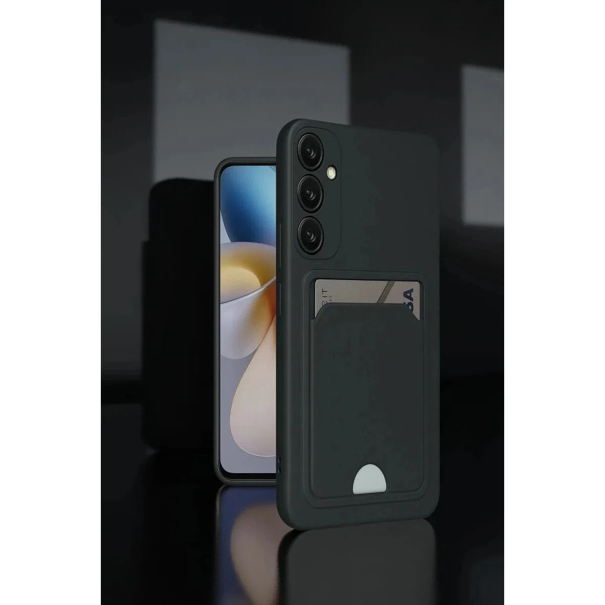 Samsung Galaxy A55 5g Kılıf Kelvin Kartvizitli Silikon - Koyu Yeşil