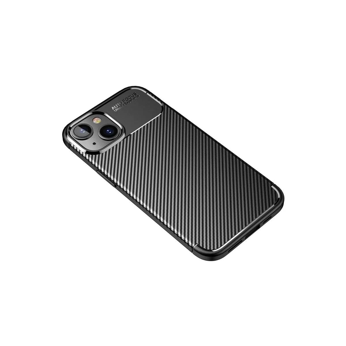 Apple İphone 14 Plus Kılıf Auto Focus Karbon Kapak - Siyah