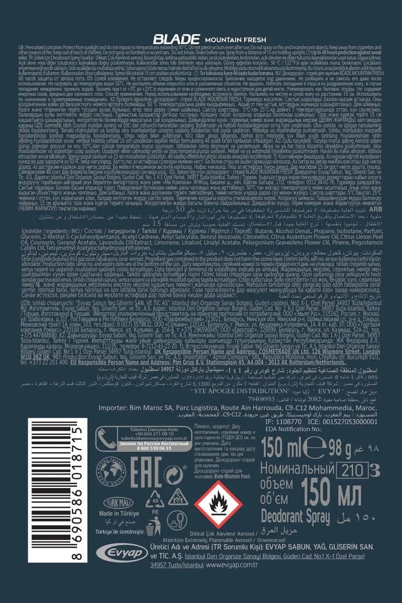 Mountain Fresh Erkek Deodorant 150ml Leke Bırakmaz