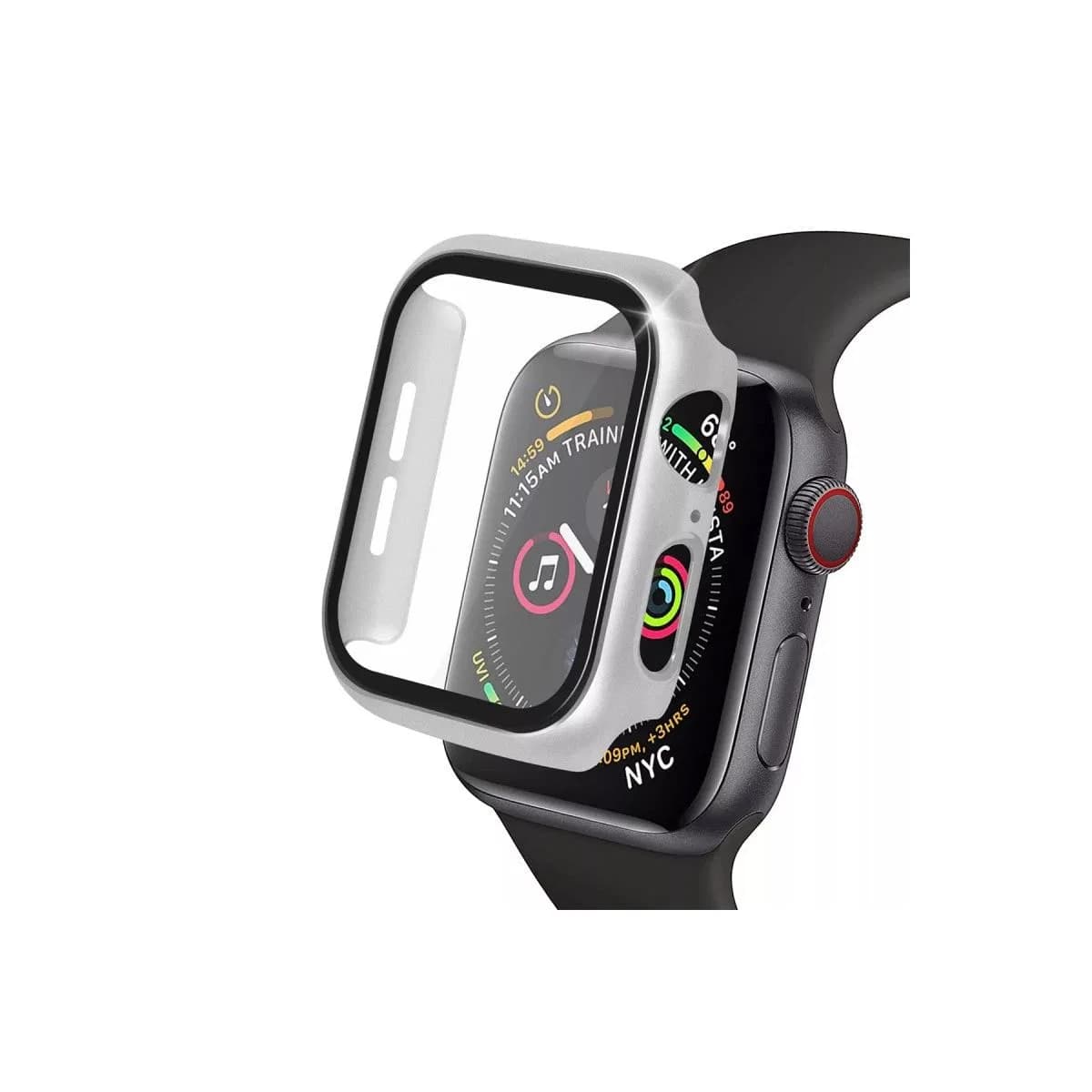 Apple Watch 41mm Camlı Kasa Ekran Koruyucu - Gümüş