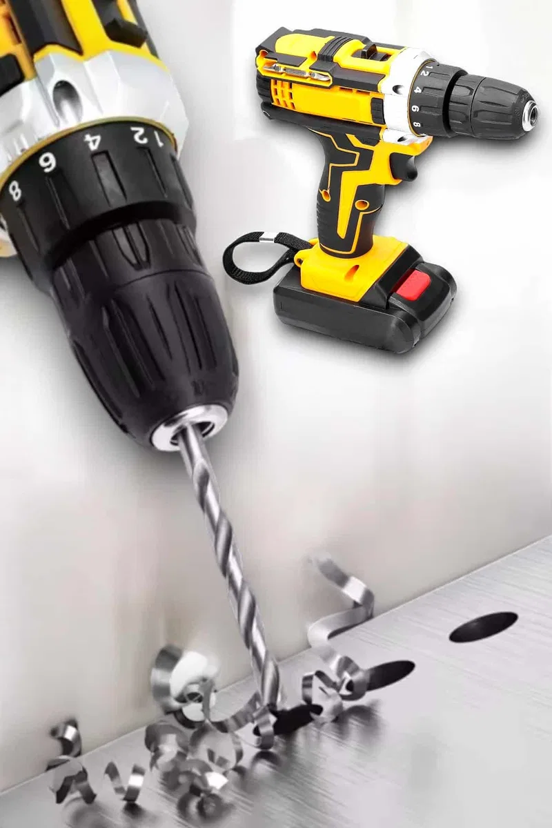 Metal Dişli 24W Akülü Matkap -Çift Bataryalı ve LED Çalışma Işığı ile Tam Set