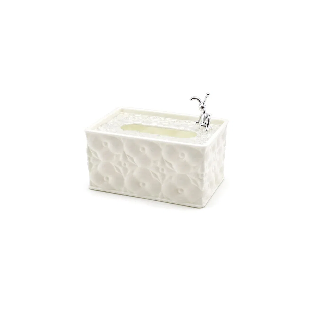 Dikdörtgen Beyaz Yaylı Masaüstü Peçetelik 18. 4x12. 5x9 cm