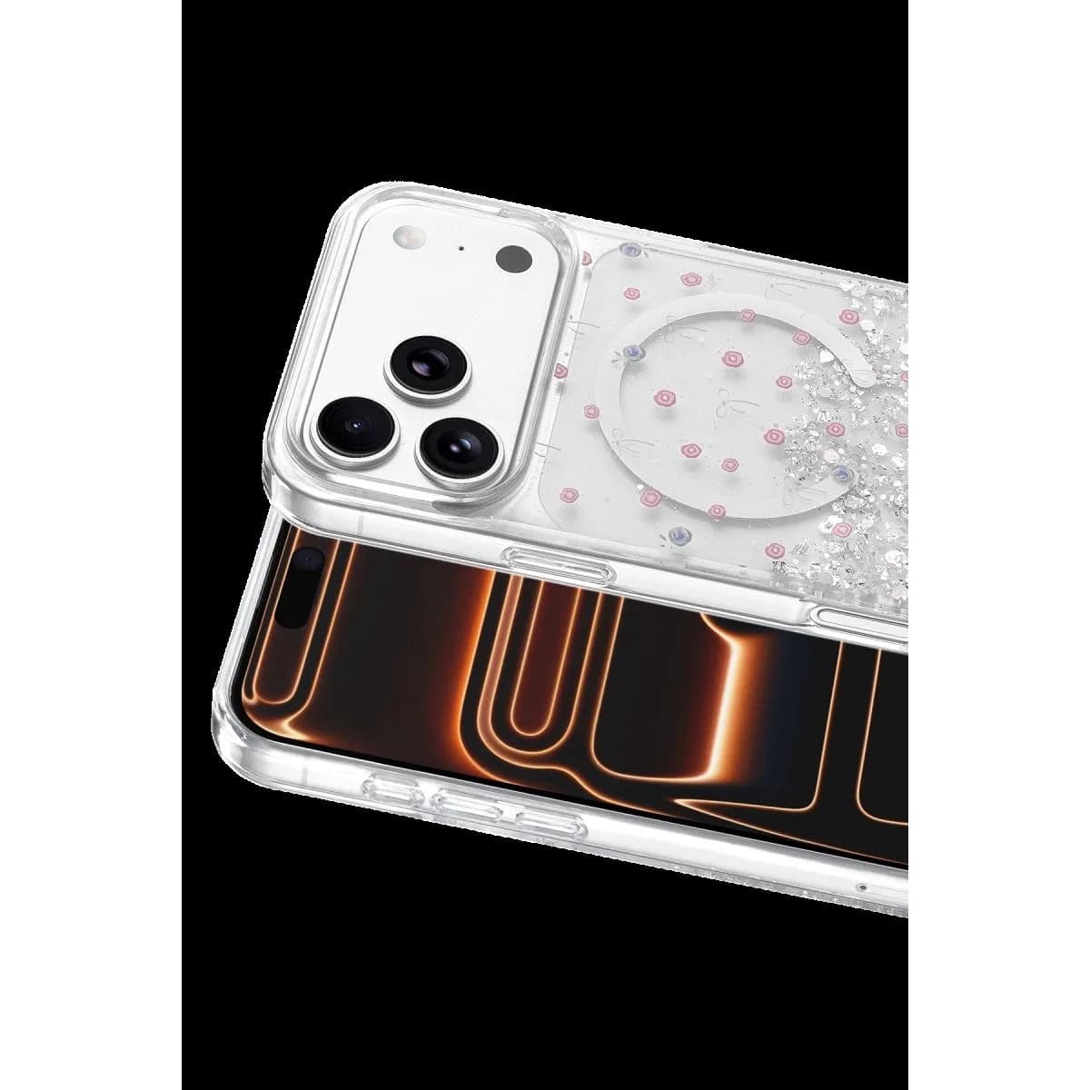 Onegif Apple İphone 17 Pro Max Misk Simli Magsafe Kapak - Desen 1