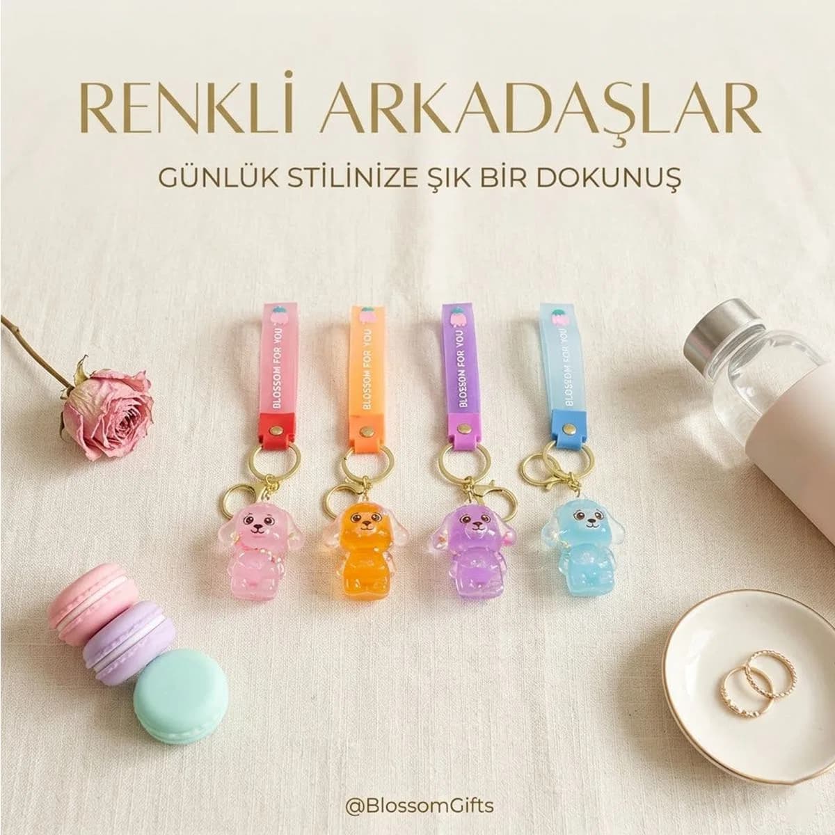 Mika kristal anahtarlık altın kulplu