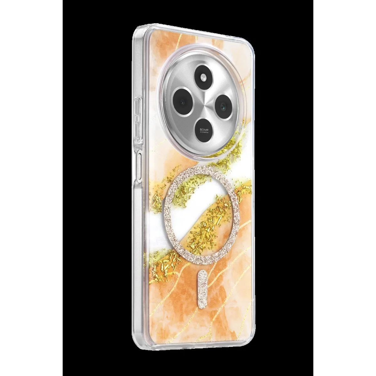 Onegif Xiaomi Redmi 14c Lotus Simli Magsafe Kapak - Turuncu