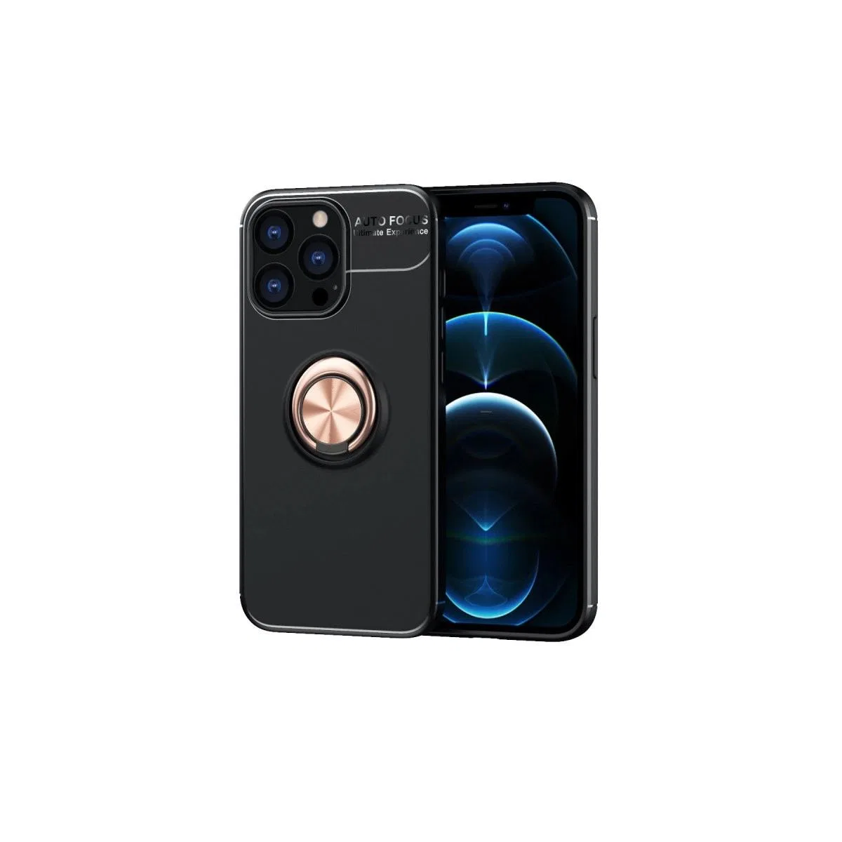 Apple İphone 13 Pro Kılıf Range Yüzüklü Silikon - Siyah-gold