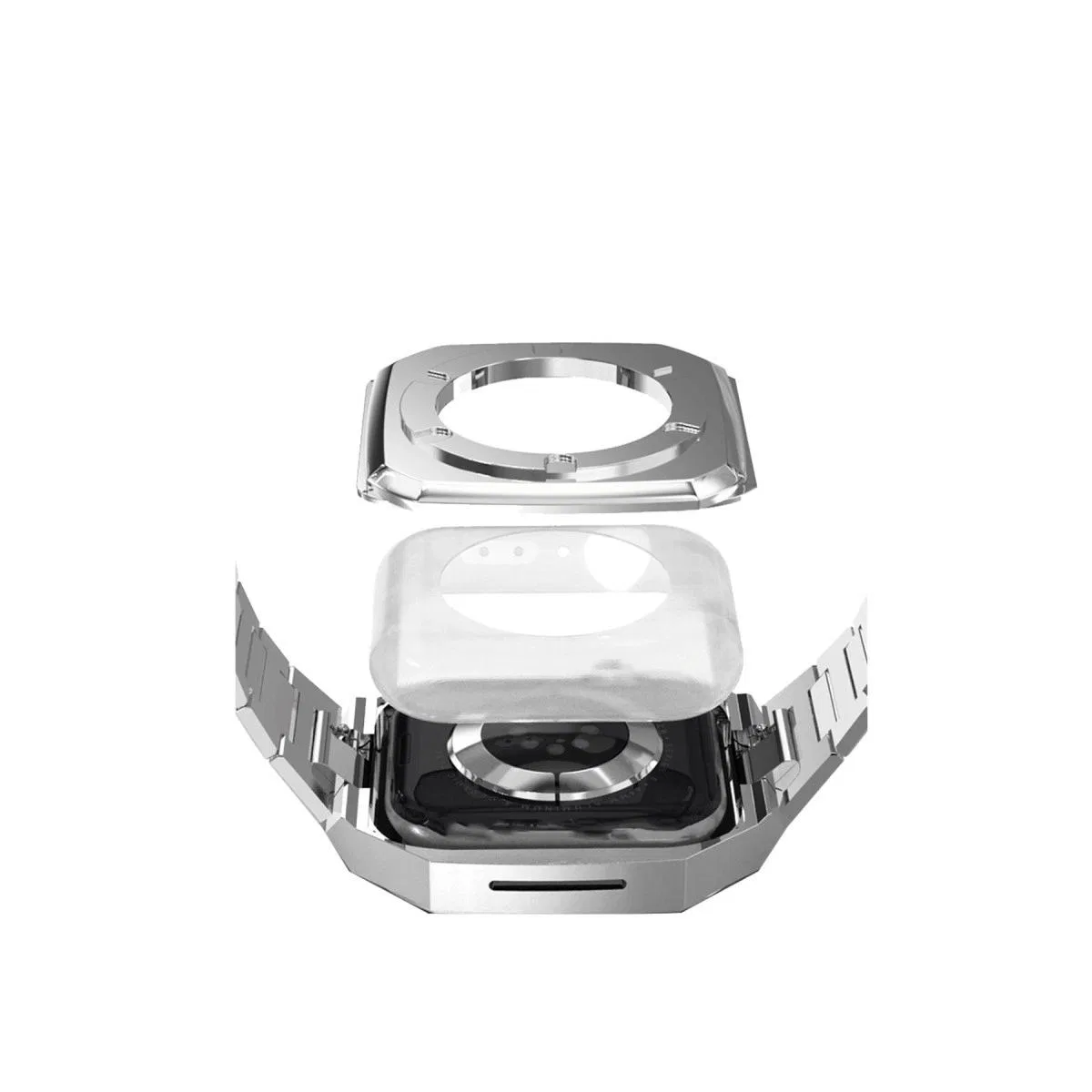 Apple Watch 44mm Metal Petek Kasalı Kordon - Gümüş