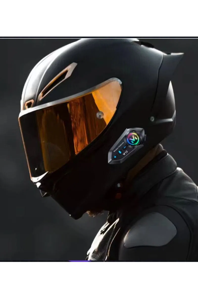 Y12 Motor Kask Kulaklık Rgb Modlu Radyolu Motosiklet Kulaklık 5. 3 Bluetooth Intercom