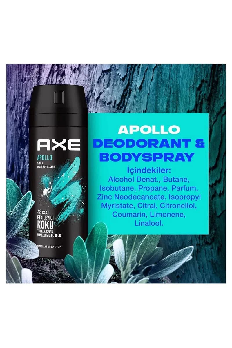 Axe Erkek Sprey Deodorant Apollo 48 Saat Etkileyici Koku Vücut Spreyi 150 ml