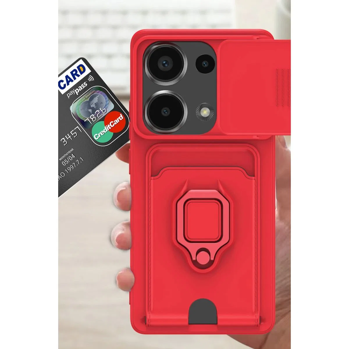 Xiaomi Redmi Note 13 Pro 4g Kılıf Zuma Kartvizitli Yüzüklü Silikon - Siyah