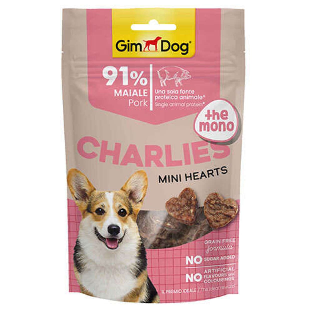 Gimdog Charlies The Mono Mini Hearts Domuz Etli Tahılsız Köpek Ödülü 70 Gr