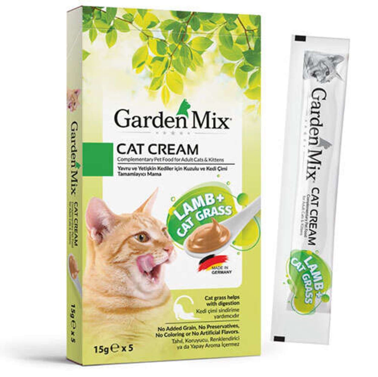 Garden Mix Kuzu Kedi Otlu Ek Besin ve Kedi Ödül Kreması (5 x 15 Gr)