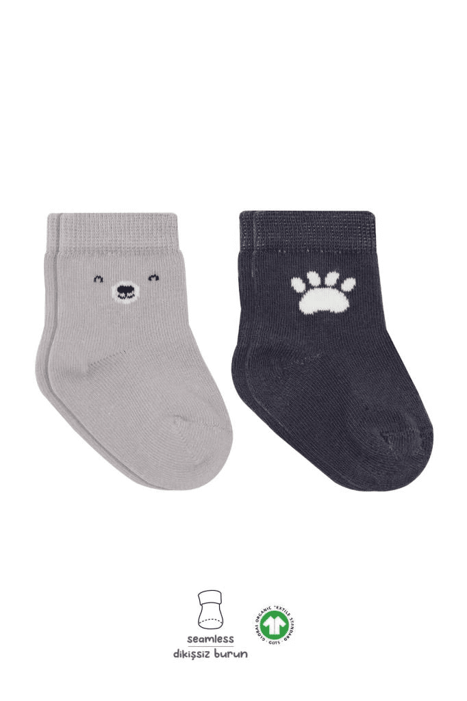 Bear Penye Soket Çorap 2'Li BS10116 Gri