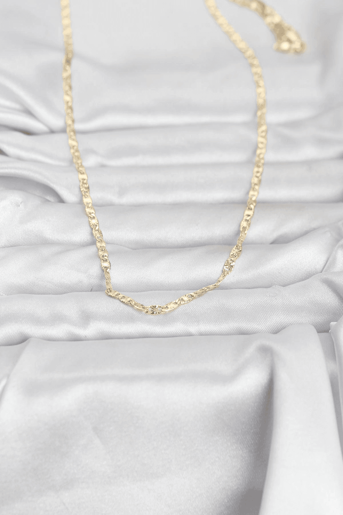 CM 14K Gold Renk Lazer Zincirli Model 60 cm Kadın Kolye