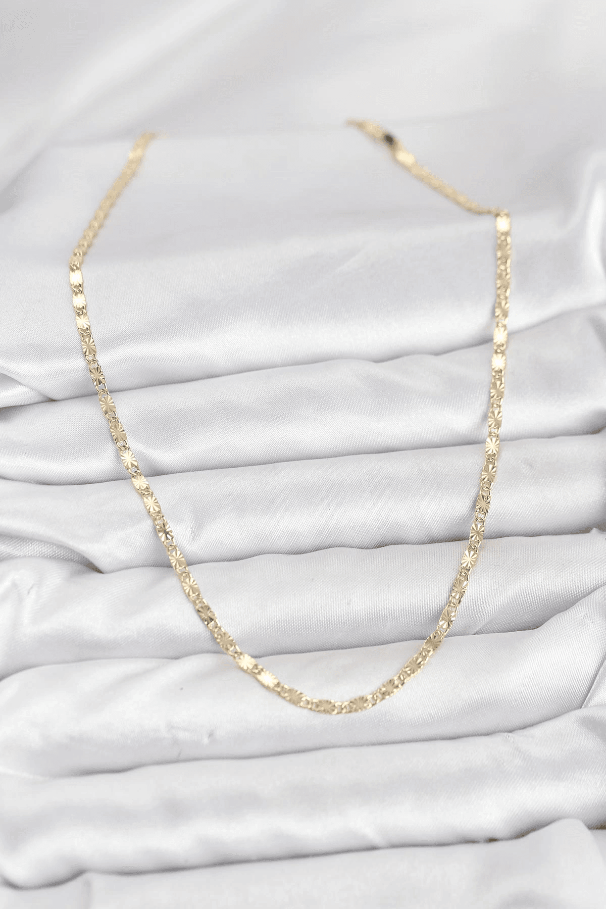 CM 14K Gold Renk Lazerli Zincir Model Kadın Kolye