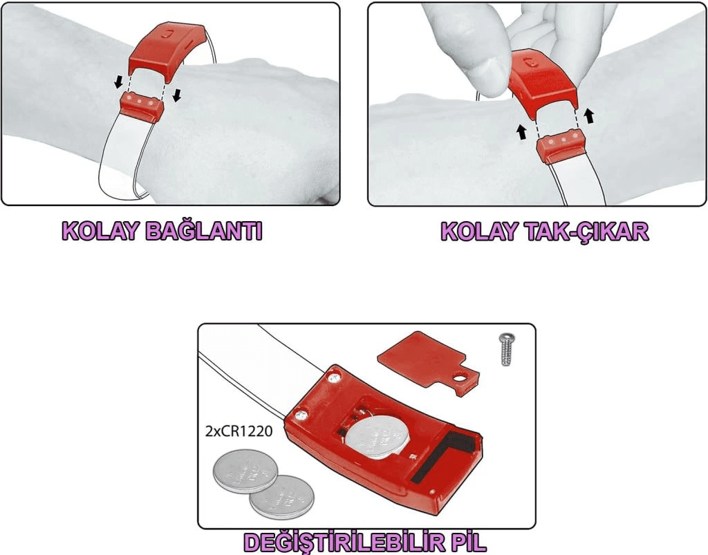Festival & Parti LED Bileklik 3 Farklı Mod Işıklı 1 Adet