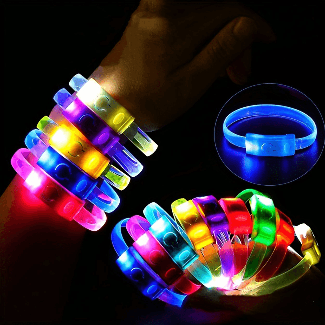 Festival & Parti LED Bileklik Baskı Yapılabilir 3 Farklı Mod Işıklı 1 Adet