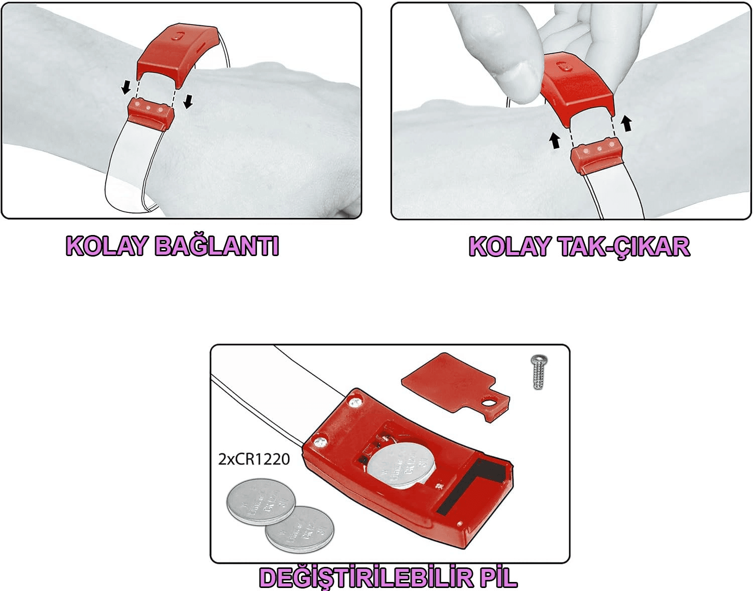 Festival & Parti LED Bileklik Baskı Yapılabilir 3 Farklı Mod Işıklı 1 Adet