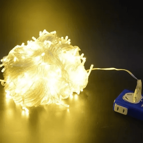 10m 60 LED Pilli 2 Kademeli Gün Işığı Şeffaf Kablo