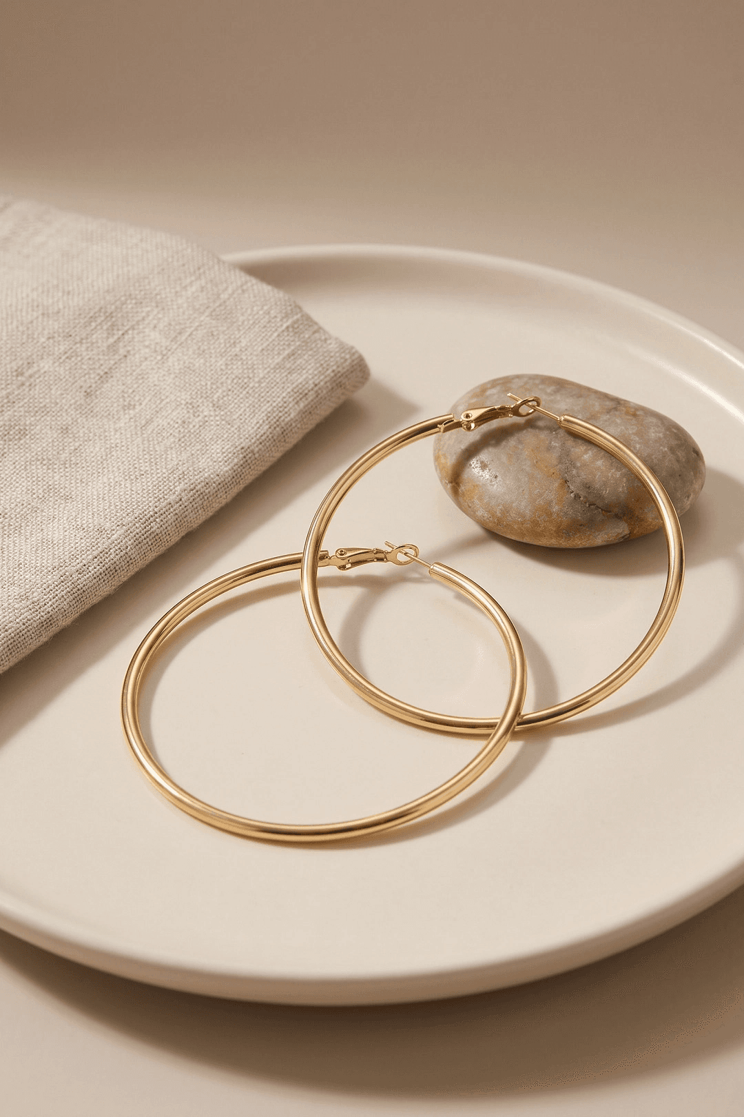 316L Çelik Gold Renk 56 mm Halka Küpe