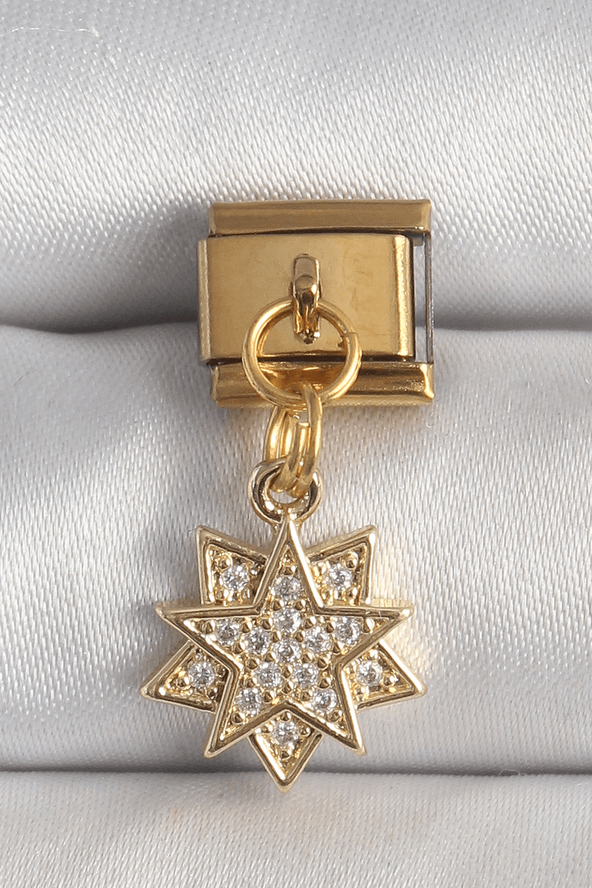316L Çelik Gold Renk Sallantı Zirkon Taşlı Yıldız Model Nomination Charm
