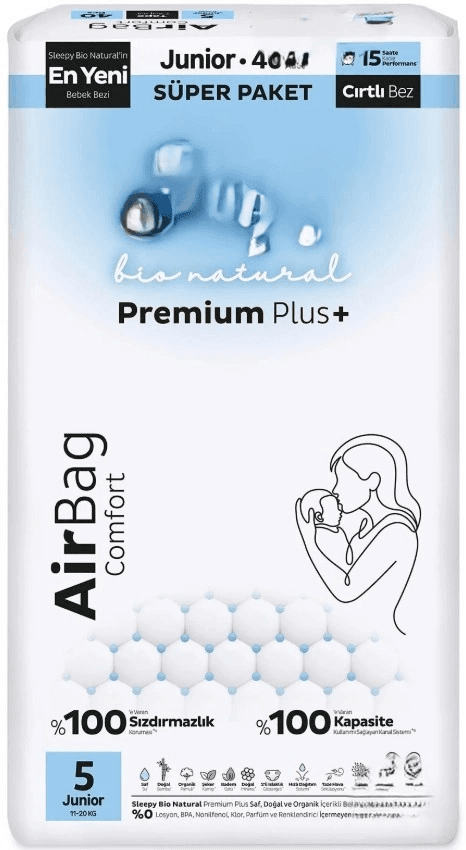 Bio Natural Premium Plus Airbag Comfort Bebek Bezi 5 Beden 40 Adet