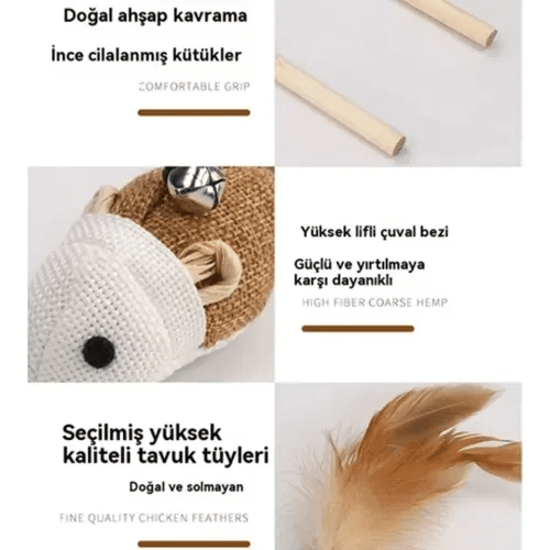 Doğal Jut Fare Sembollü Kedi Oltası