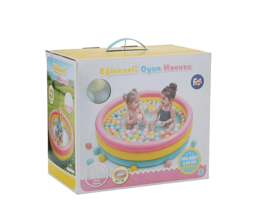 ER-520 FUN PLAY 85CM HAVUZ ÜÇ RENKLİ İÇİNDE 100 ADET 6CM TOPLU