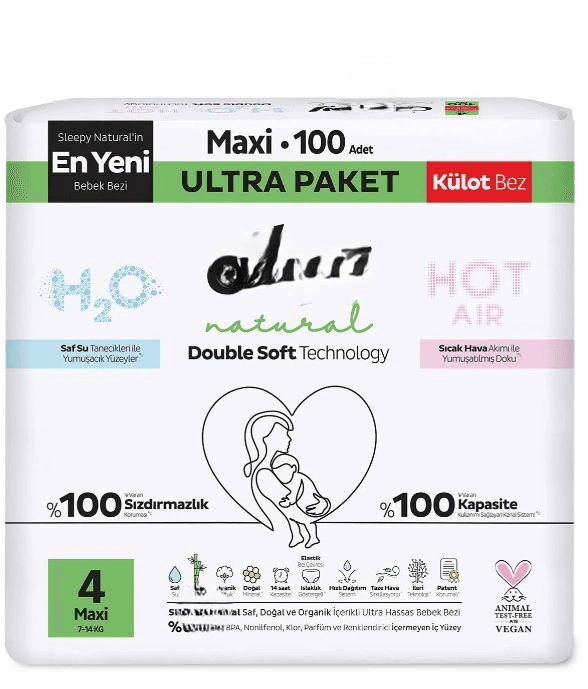 Natural Double Soft Külot Bez Ultra Paket 4 Beden 100 Adet