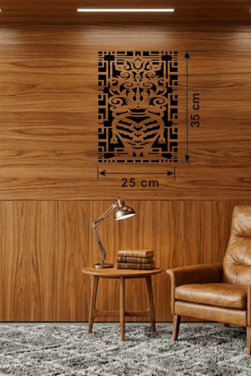 Otantik Lale Motifli Ahşap Duvar Tablosu - 25x35 cm Lazer Kesim Dekoratif Pano