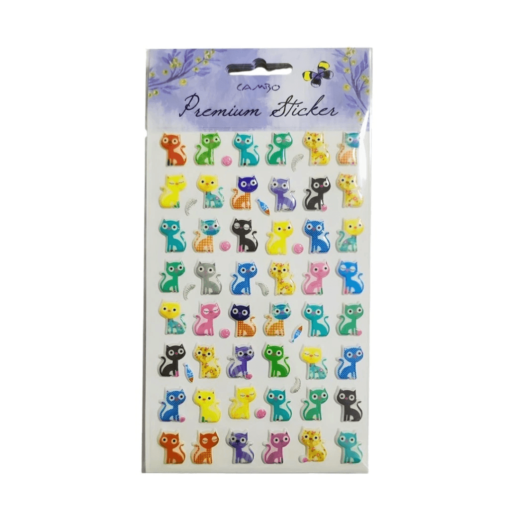 Puf Sticker Balıklı Kedi
