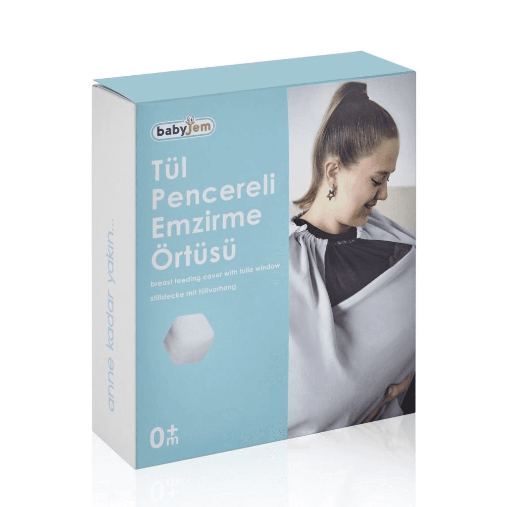 Tül Pencereli Emzirme Önlüğü 735 Gri