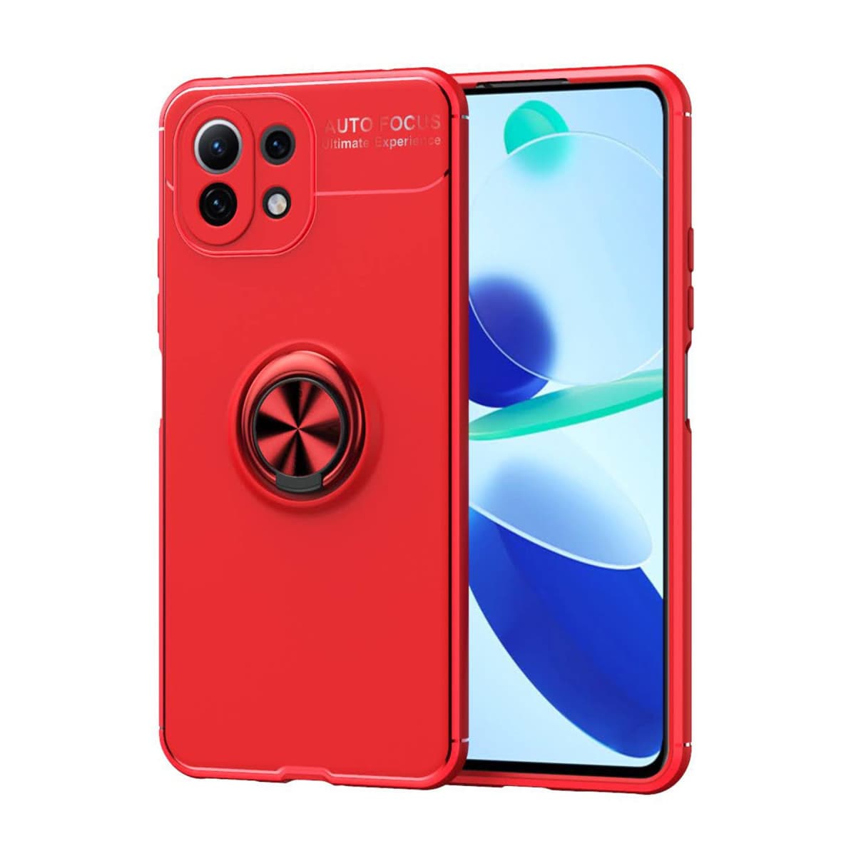 Mİ 11 Lite Kılıf Range Yüzüklü Silikon - Kırmızı