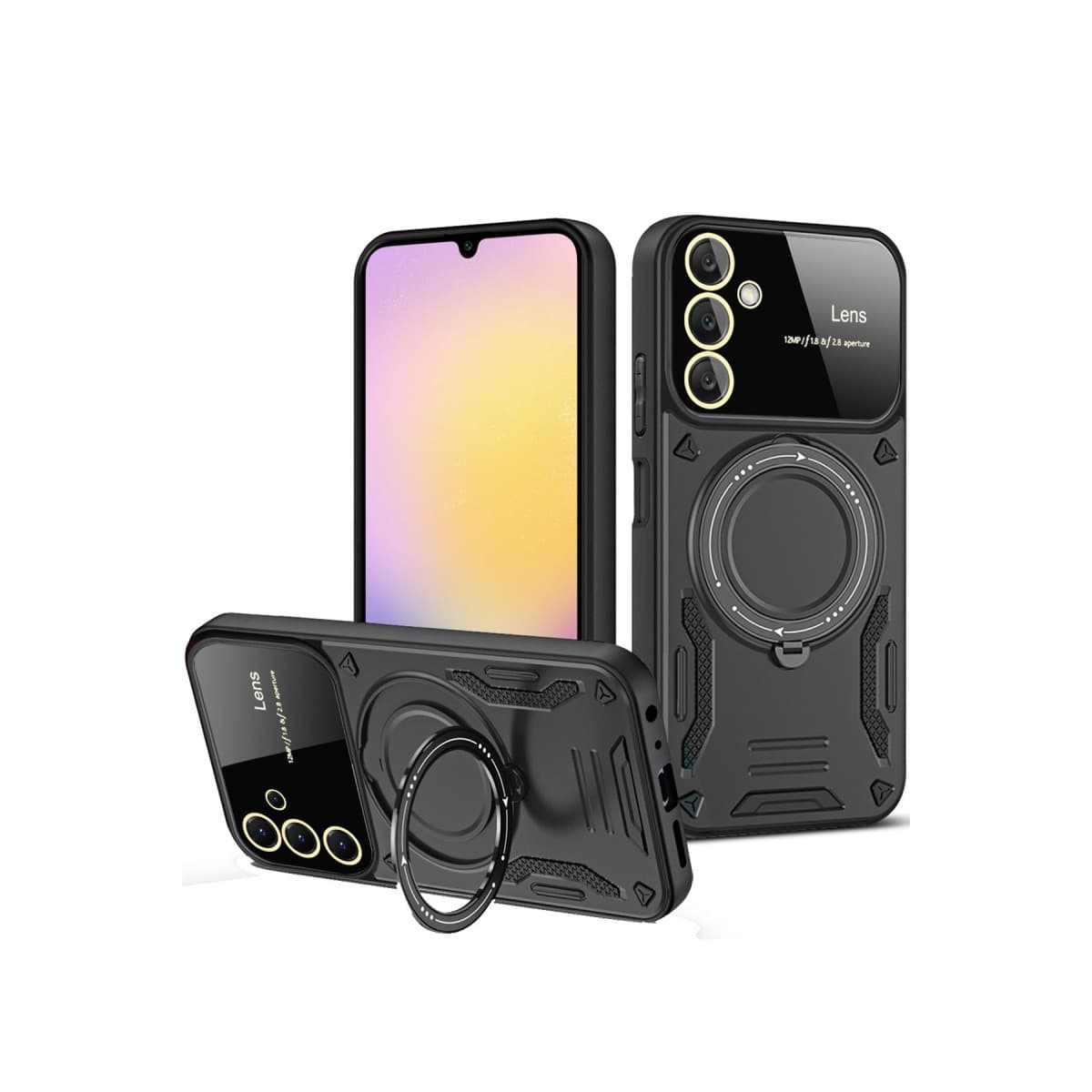 Galaxy A36 Kılıf Joy Lens Standlı Kapak - Siyah