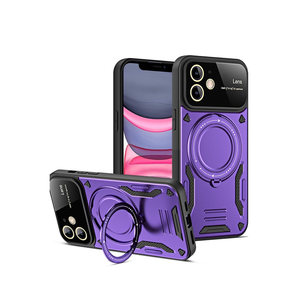 iPhone 11 Kılıf Joy Lens Standlı Kapak - Mor