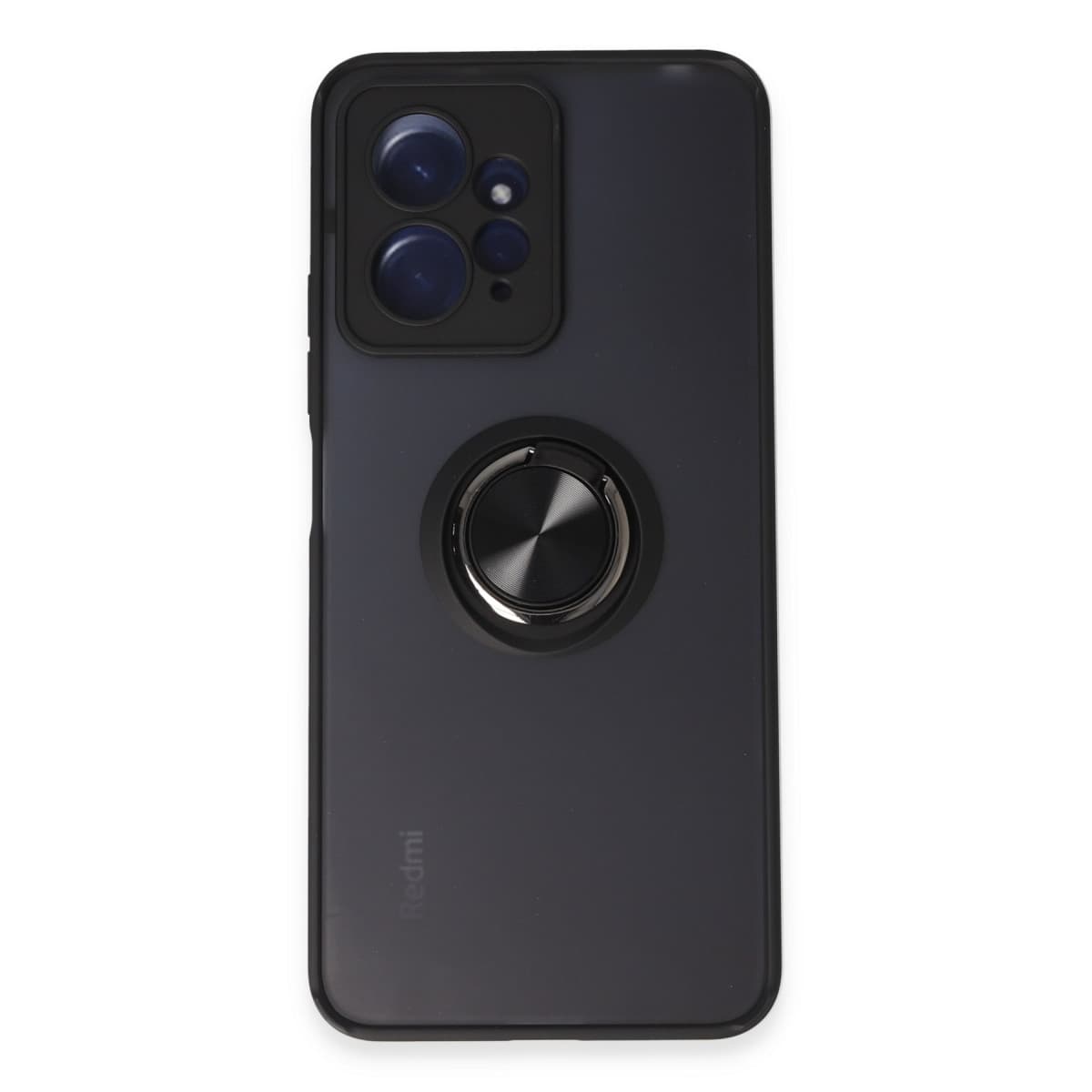 Note 12 4G Kılıf Montreal Yüzüklü Silikon Kapak - Siyah