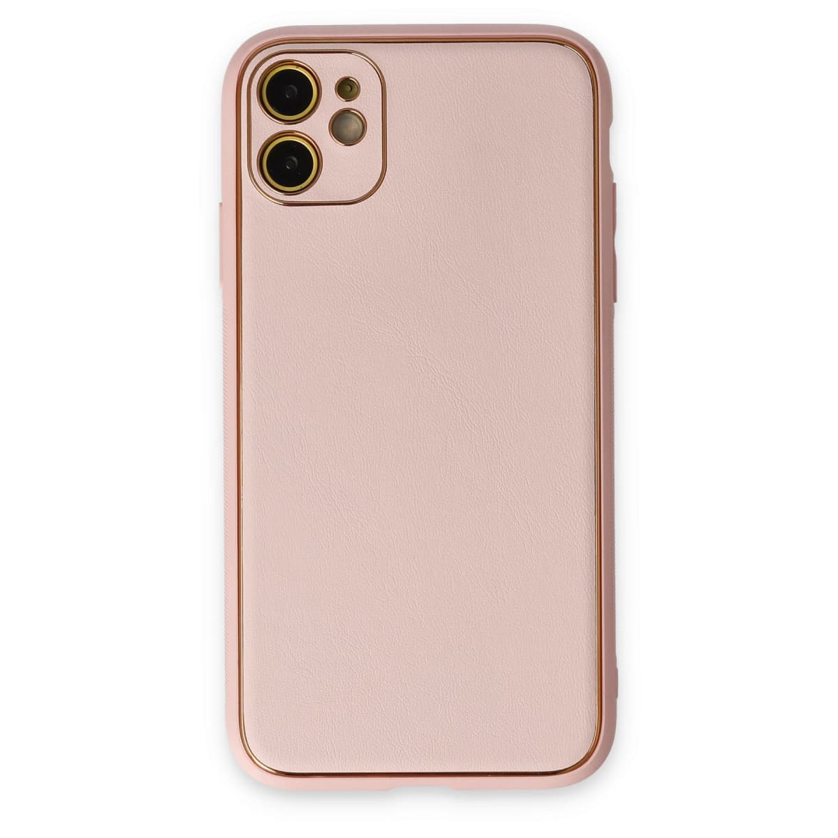 iPhone 12 Kılıf Coco Deri Silikon Kapak - Pudra