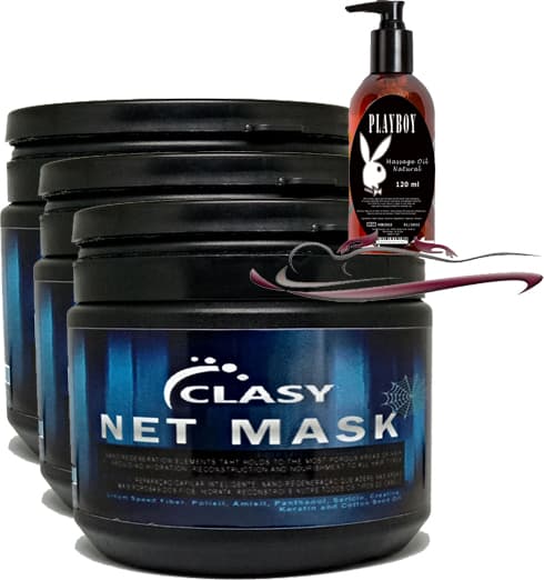Clasy Net Mask 450ML Saç Bakım Maskesi 3 Adet Ile 120ML Playboy Masaj Yağı