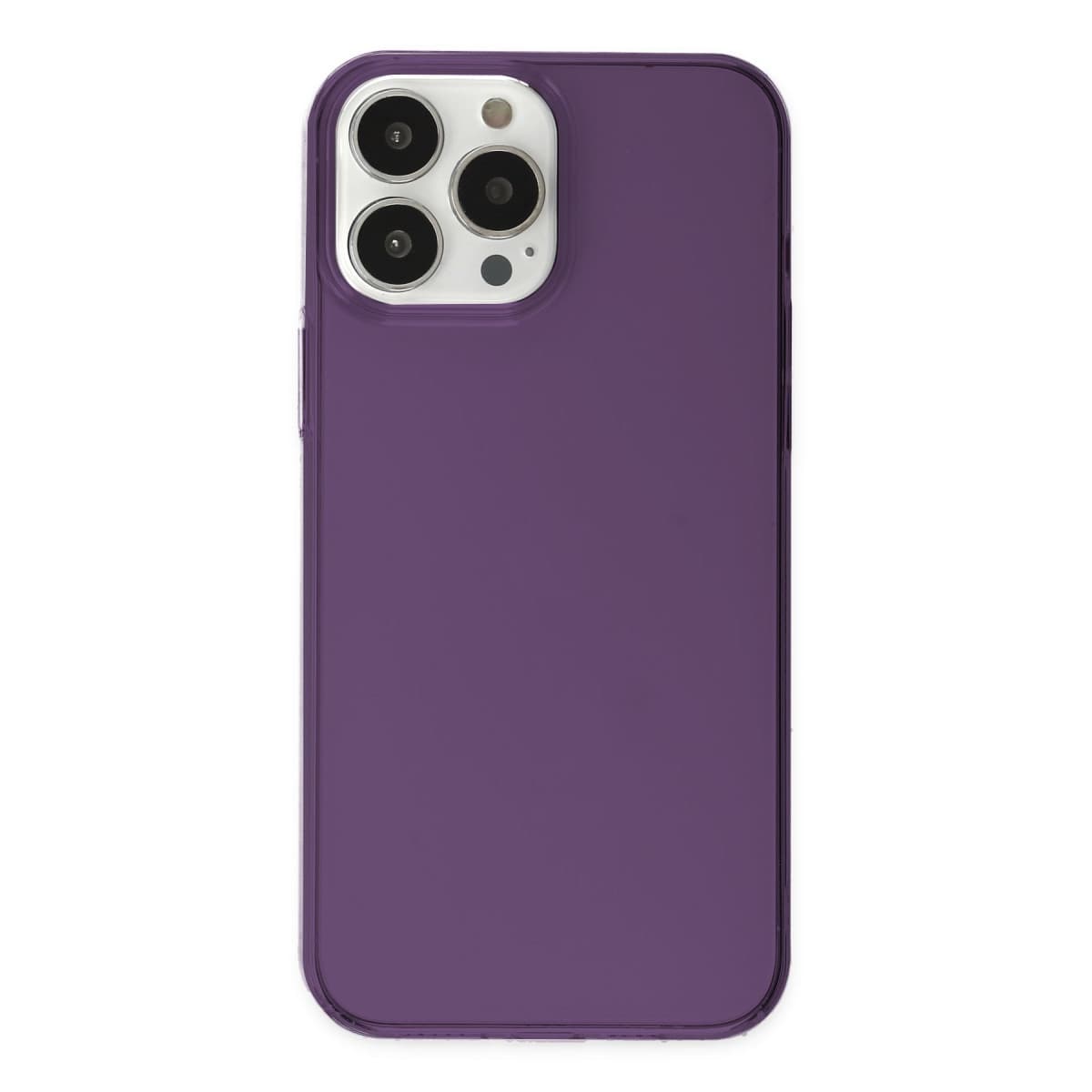 iPhone 14 Pro Kılıf Pc Sert Şeffaf Kapak - Mor