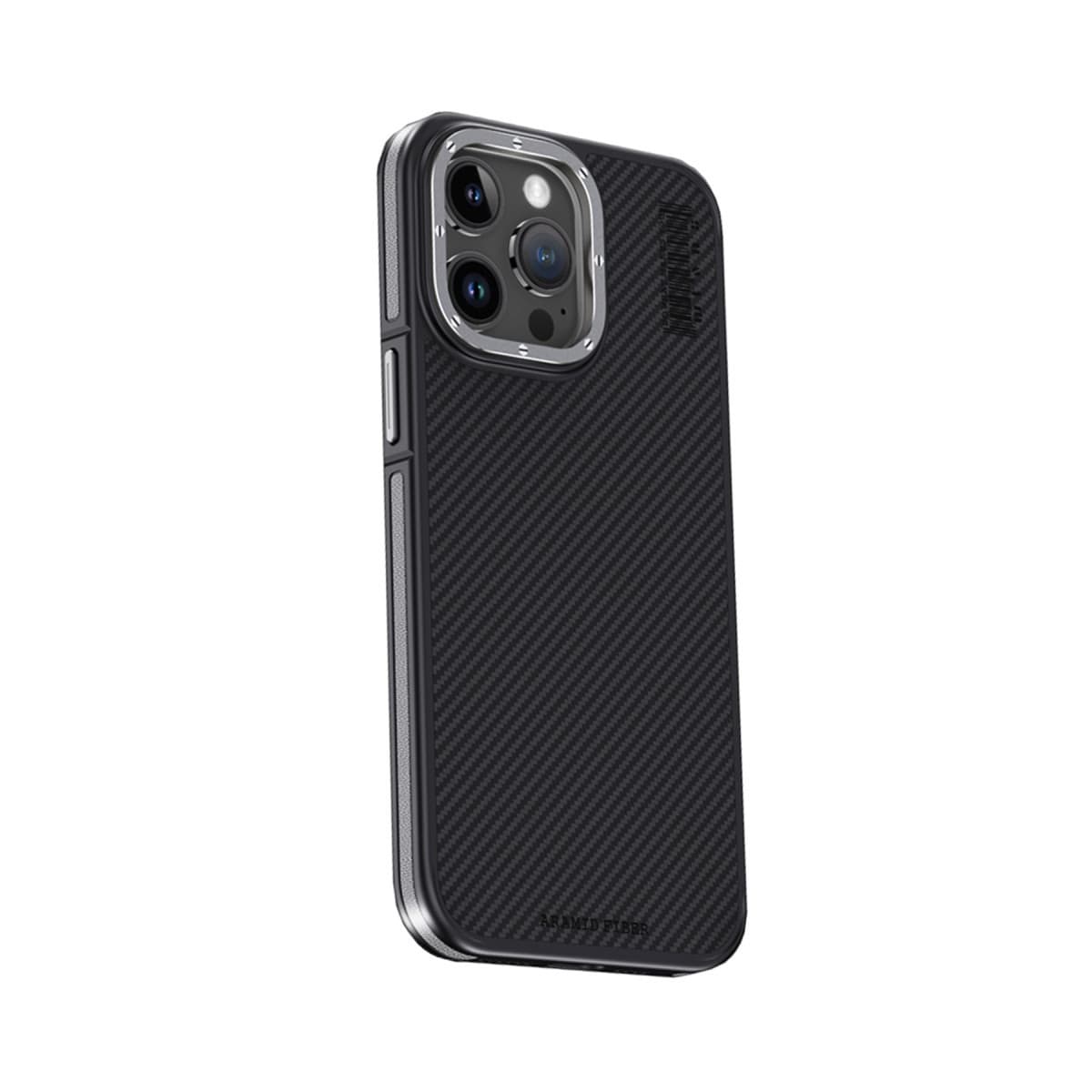 iPhone 15 Pro Max Kılıf Aramid 600D Kevlar Karbon Fiber Magsafe Kapak - Gri