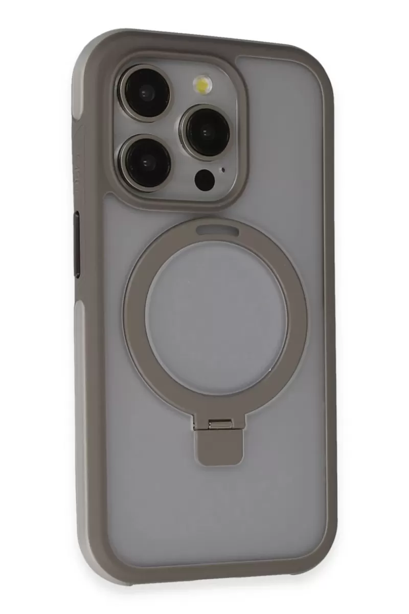 iPhone 15 Pro Zorda Airbag Magsafe Standlı Kapak - Titan Gri