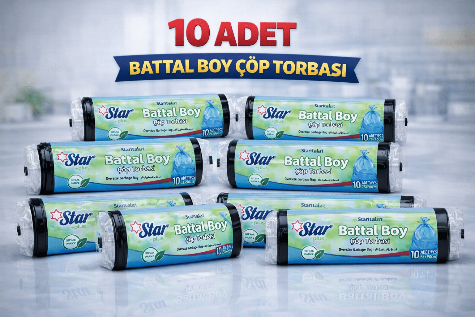 Star Plus Standart Büyük Boy Atık Poşeti 65x80 cm 10 Adet Dayanıklı Sızdırmaz Atık Torbası 10 Adet