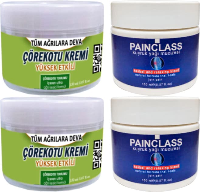 Çörekotu Çörek Otu Kremi 2 Adet 150 ml + 2 Adet Painclass 150 ml Kuyruk Yağı Kremi / Krem Seti