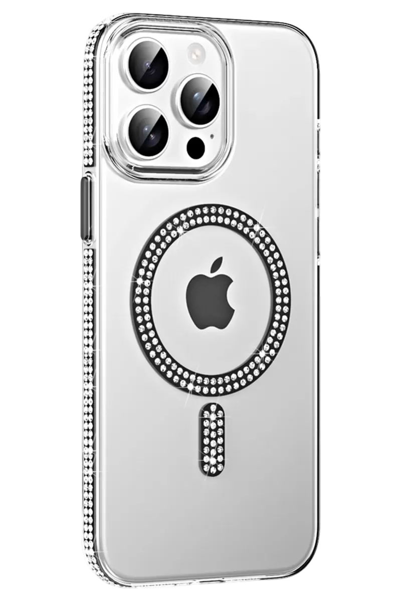 iPhone 14 Pro Max Move Taşlı Magsafe Kapak - Siyah
