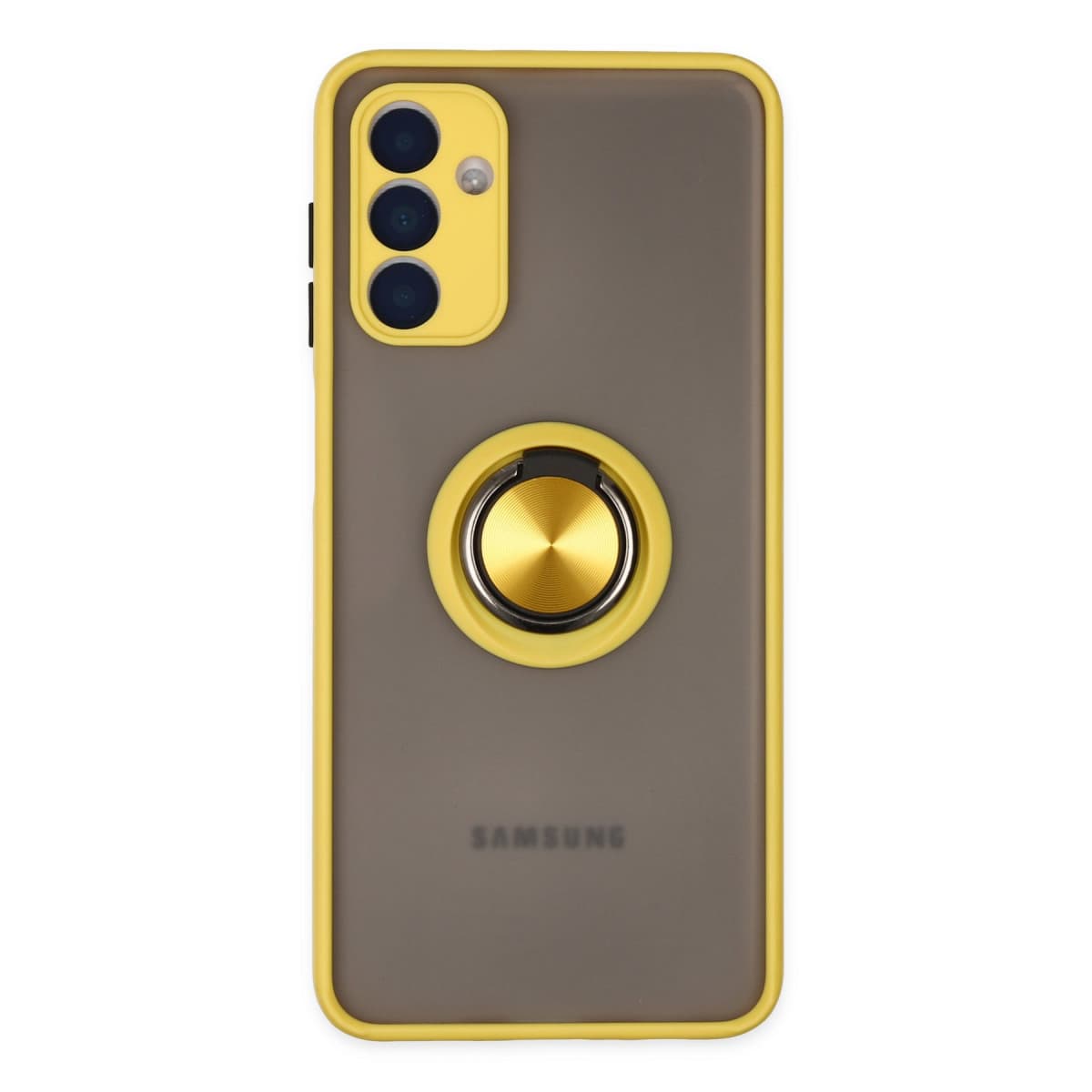 Galaxy A04S Kılıf Montreal Yüzüklü Silikon Kapak - Sarı