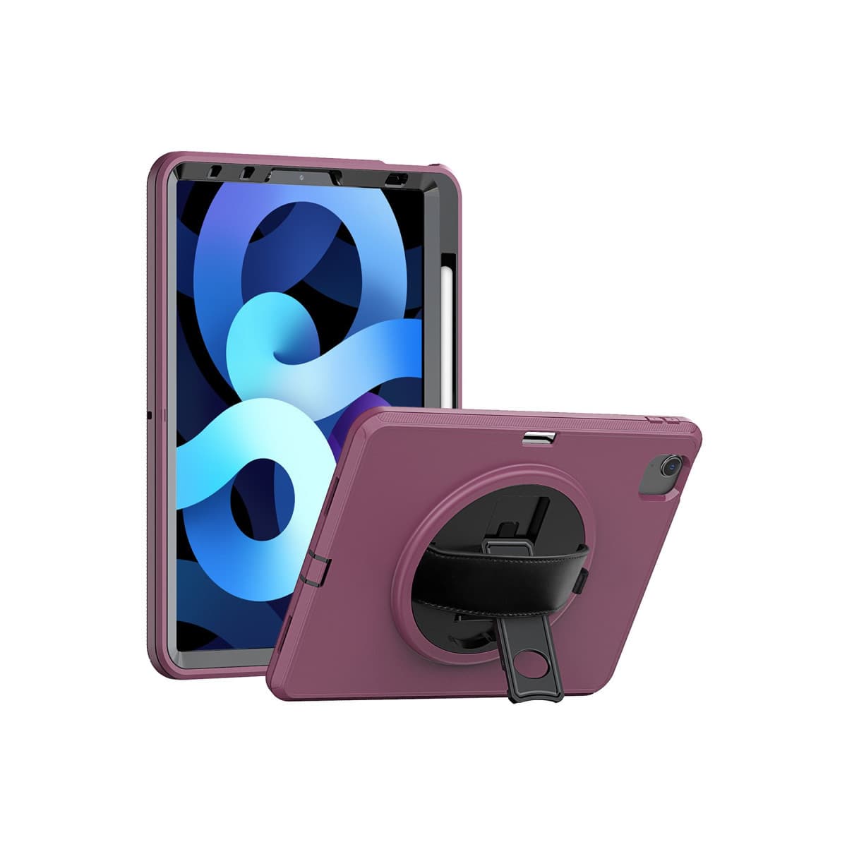 iPad 2022 10.9 (10.nesil) Kılıf Hand Strap Tablet Kılıfı - Mürdüm