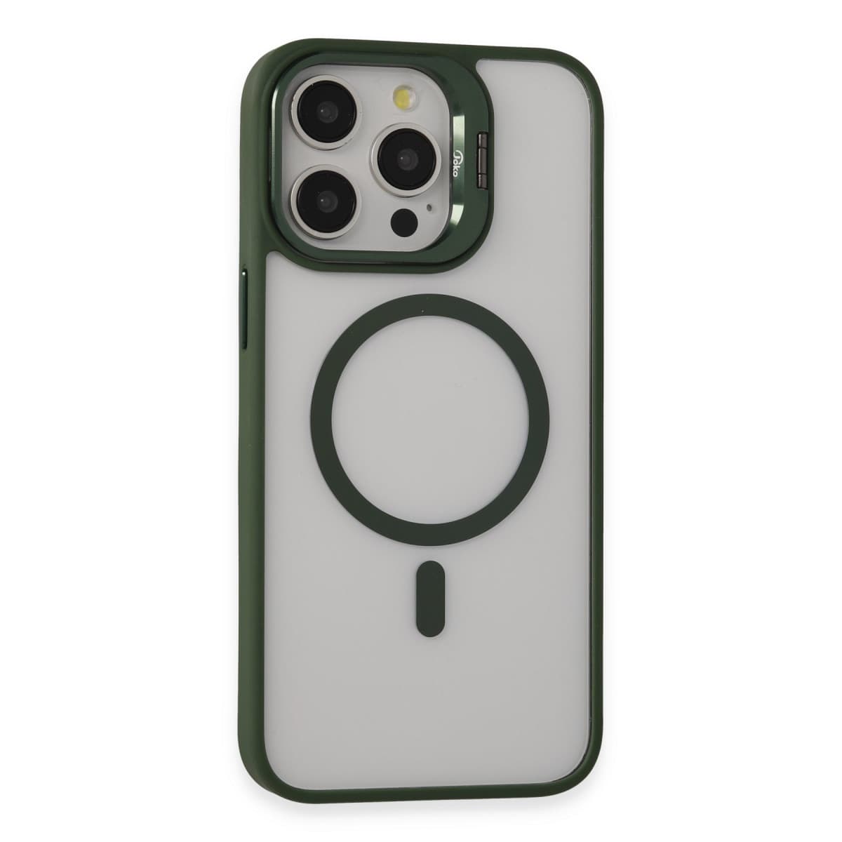 iPhone 15 Pro Kılıf Roblox Lens Magsafe Standlı Kapak - Koyu Yeşil
