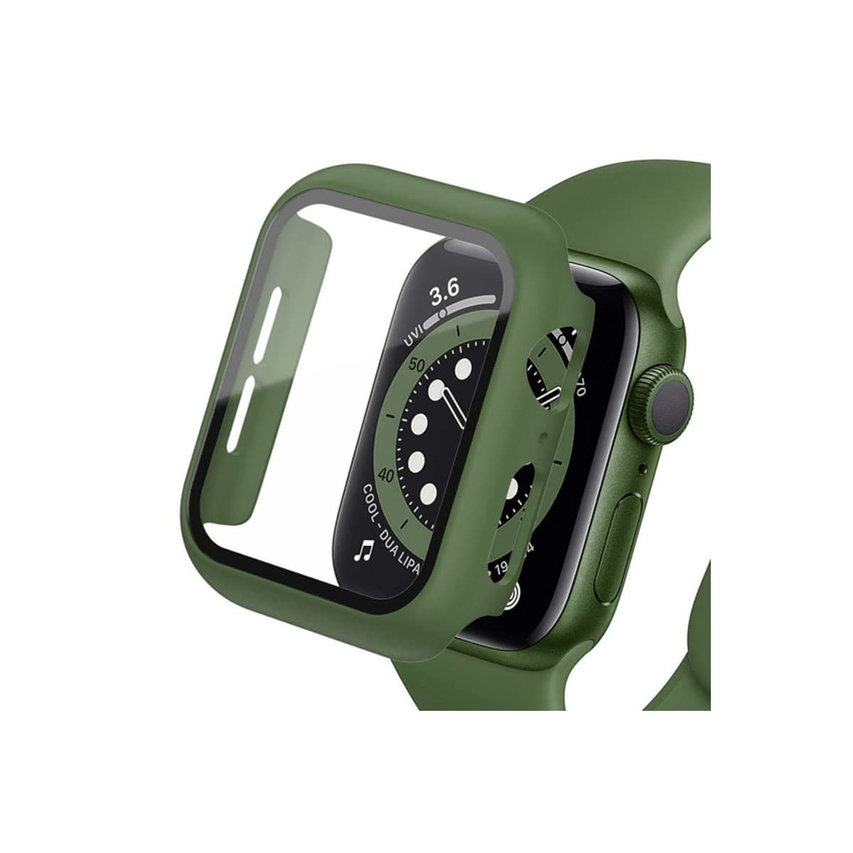Watch 42mm Camlı Kasa Ekran Koruyucu - Koyu Yeşil