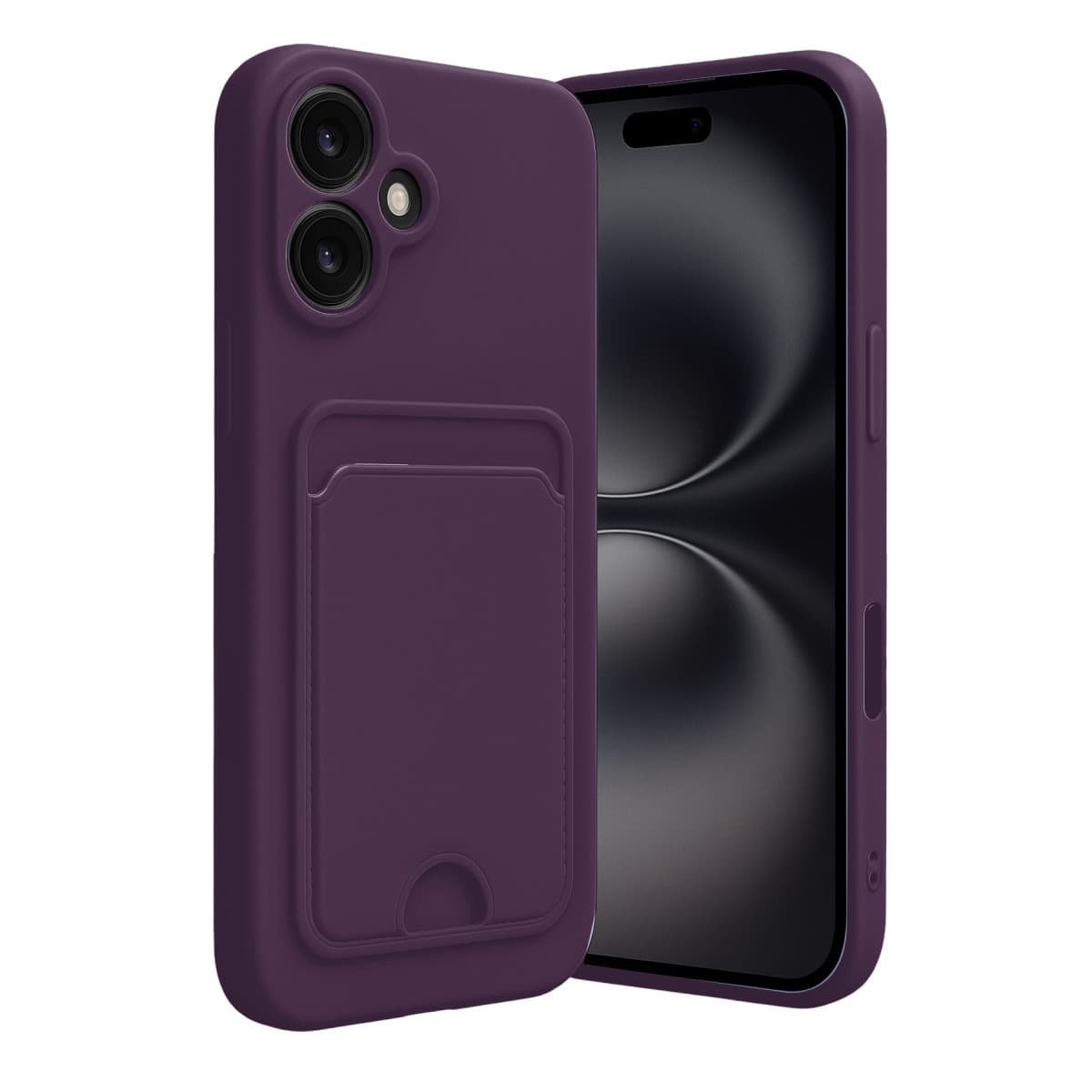 iPhone 16 Kılıf Kelvin Kartvizitli Silikon - Derin Mor