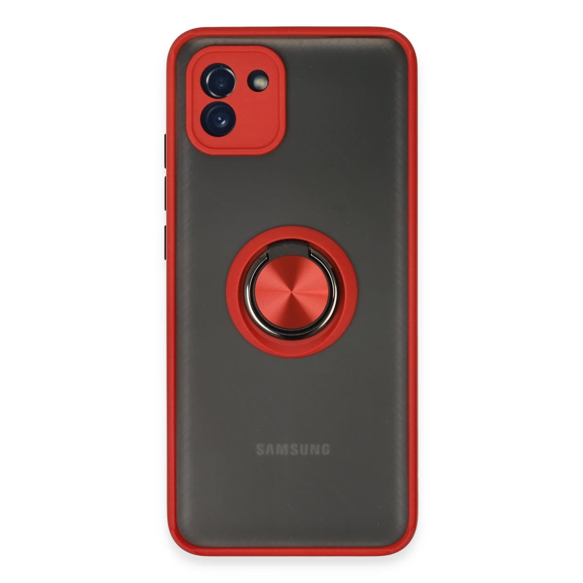 Galaxy A03 Kılıf Montreal Yüzüklü Silikon Kapak - Kırmızı
